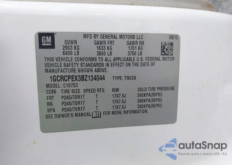 2011 Chevrolet Silverado 1500 Work Truck из США, поврежденный, VIN 1GCRCPEX3BZ134044